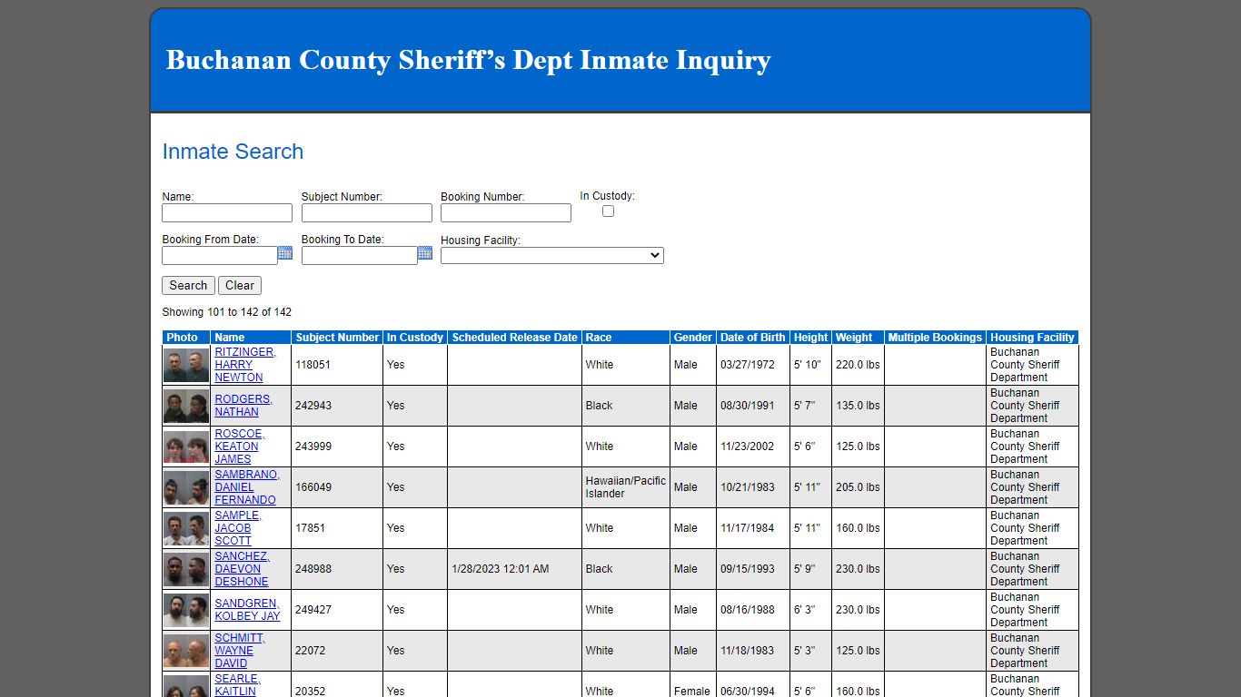 Inmate Search